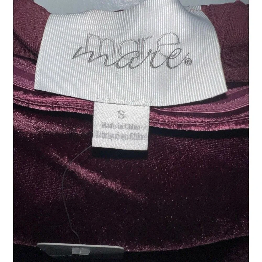 Free People Mare Mare Velvet Puff Pudd Sleeve Lined Off Shoulder‎ Small Top NWT